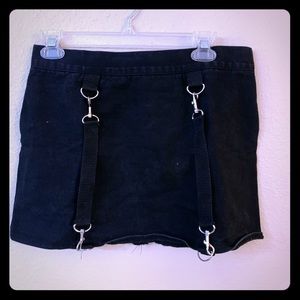 Emo goth black mini skirt with straps